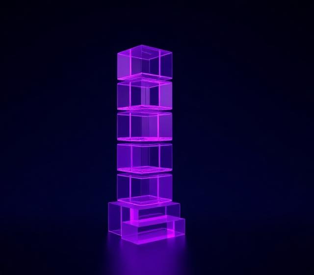 Stacked violet glass blocks representing long-term systems